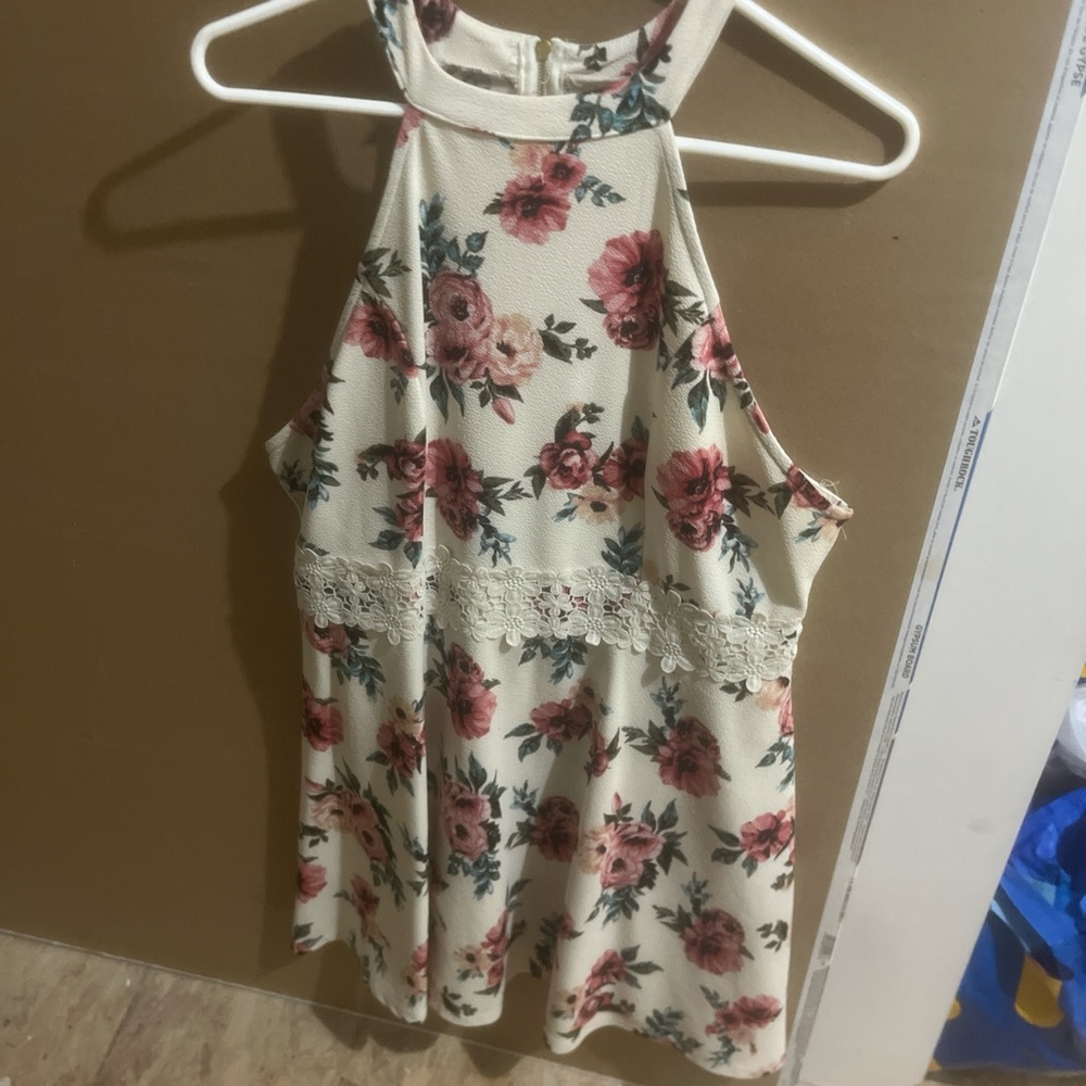 Floral Kids Dress with Lace Trim